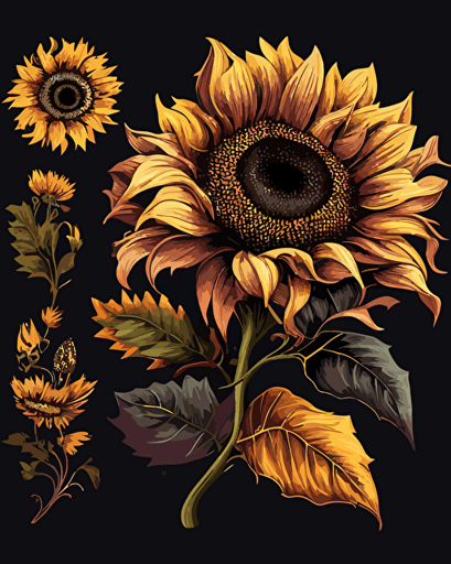 vector designt of sunflower, full color, self fullfilment, printable