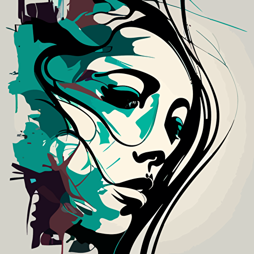 abstract face drawing, vector, 4:5