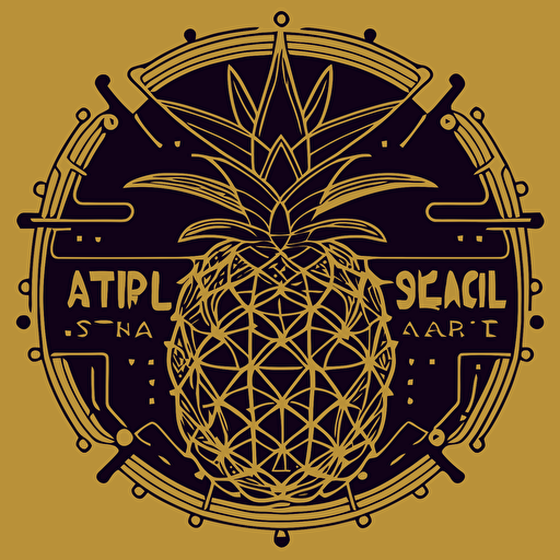 a simple logo in the style of vector art for an "astral pineapple", electronic circuitry::1