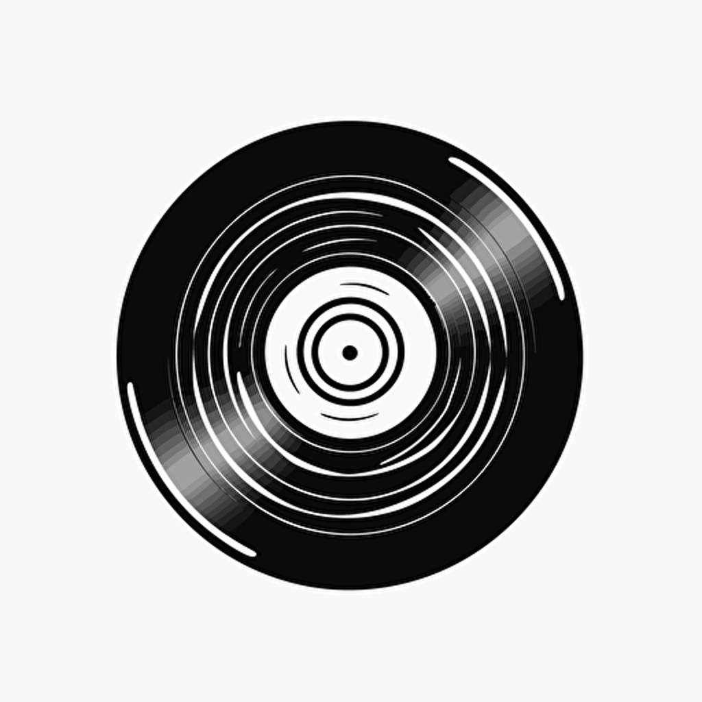 vinyl record, black and white logo, vector, simple