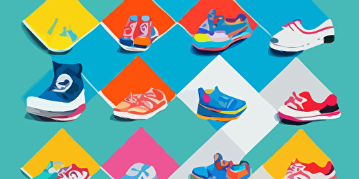 a mascot logo for a children footwear brand, simple, vector, colorful