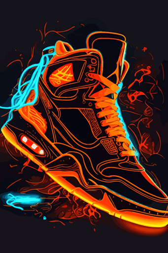 neon air jordan shoes, 2 dimensional vector art, HD,