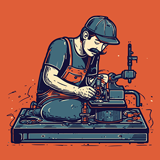 plumber soldering a a waterline laying down vector art minimalist