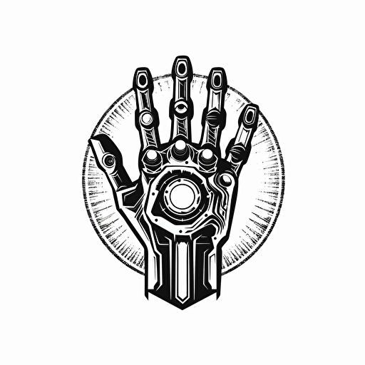 robotics hand logo design. vector, black and white