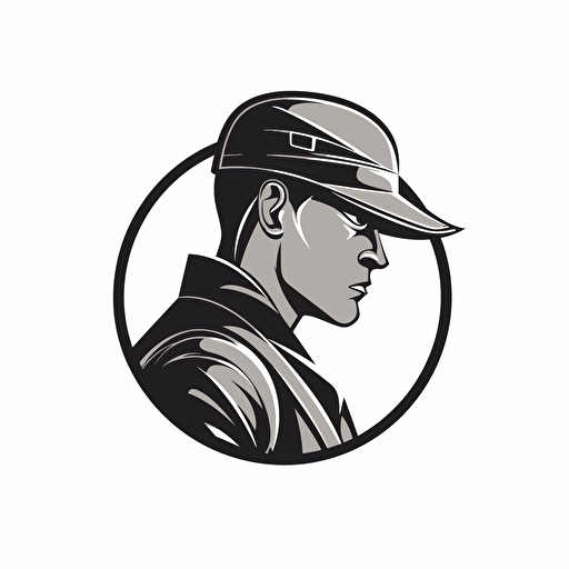 simple vector logo::1 bodyguard, detailed, white background