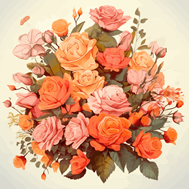burst of many roses at many sizes, vector artwork