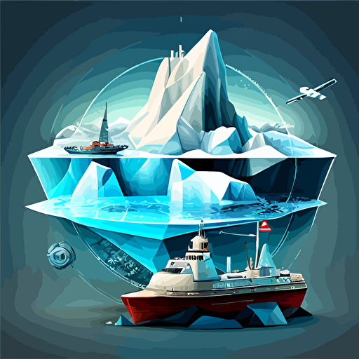 radar detecting icebergs and boats vector image
