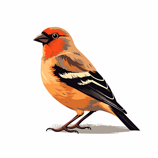 Finch bird looking straight in the camera, white bg, vector