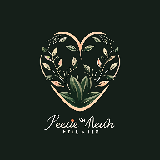 flat vector logo minimalistic heart leaves nature nail salon spa dear mother