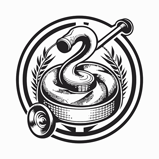vector illustration in black and white of a curling snake logo