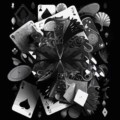full vector artwork for an entire deck of 52 playing cards, all black and white only