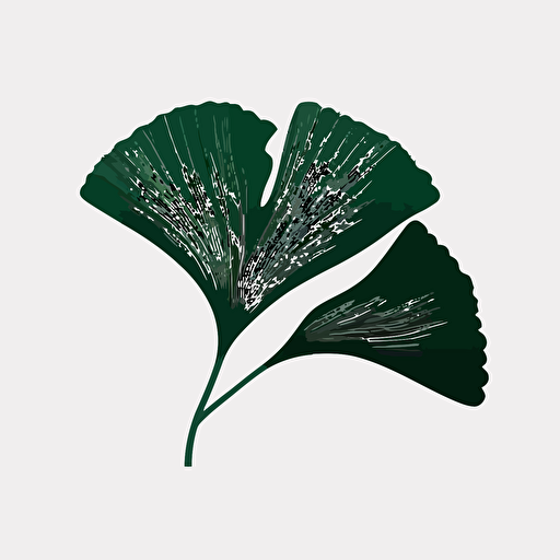 very minimalist dark green ginkgo leaf, mono-color, vector logo to be used as s logo for Instagram account, no surface structure, white background, no text