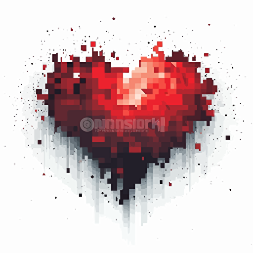 image of a heart, abstract, kingdom pixel art style, strong contrast, vector, white background