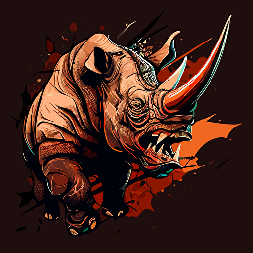 color vector art of a stylized angry rhino