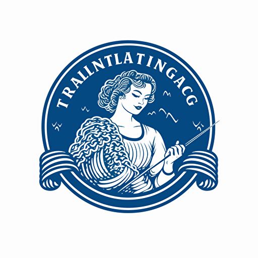 Logo for knitting company, blue color, vector style, logo style, white background, No text, png