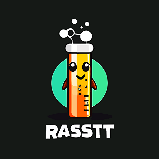 a mascot logo of a test tube, simple, vector