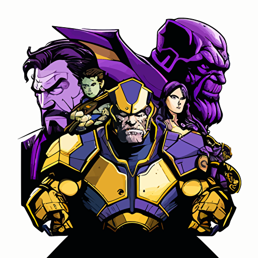 a coloring vector of The Advengers and Thanos