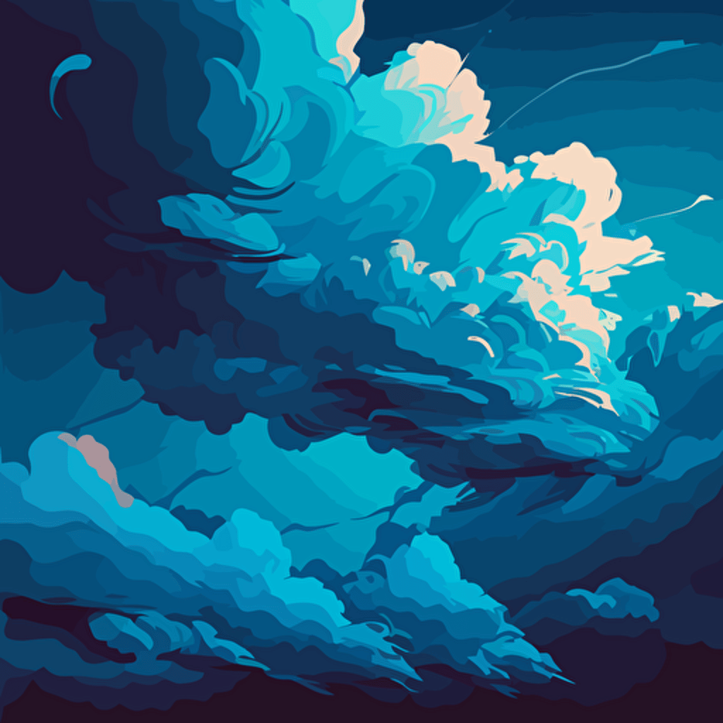 abstract vector art of blue clouds sky in blue hues