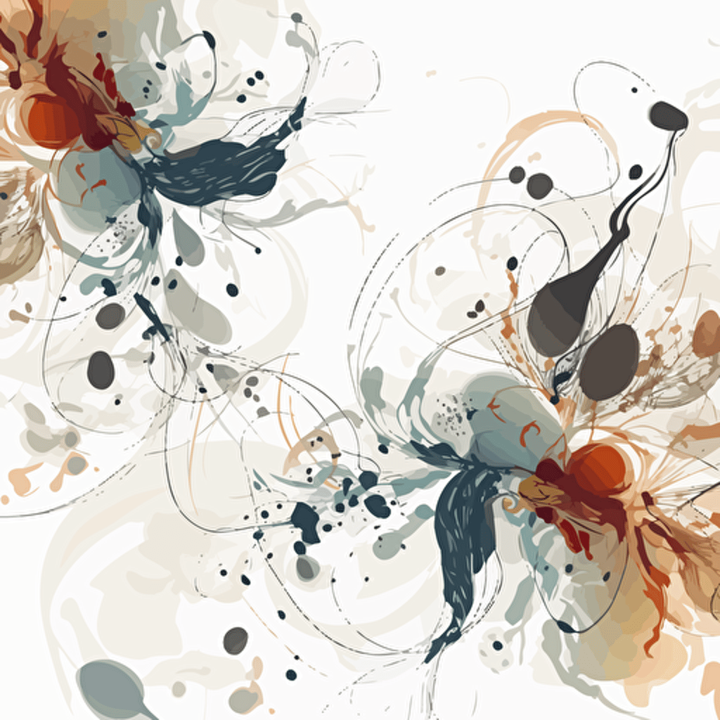 abstract pattern vector art of fluid botanicals on white backround ar 500:350