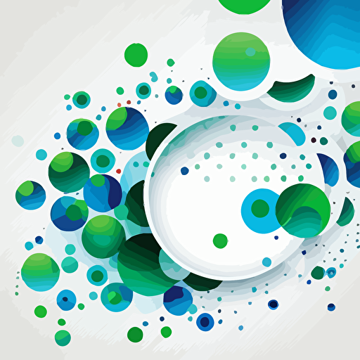 Abstract white background with green a blue dots. Vector illustration 2D