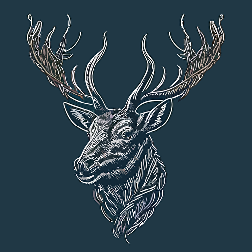 very simplified vector logo of a wide roped deer head