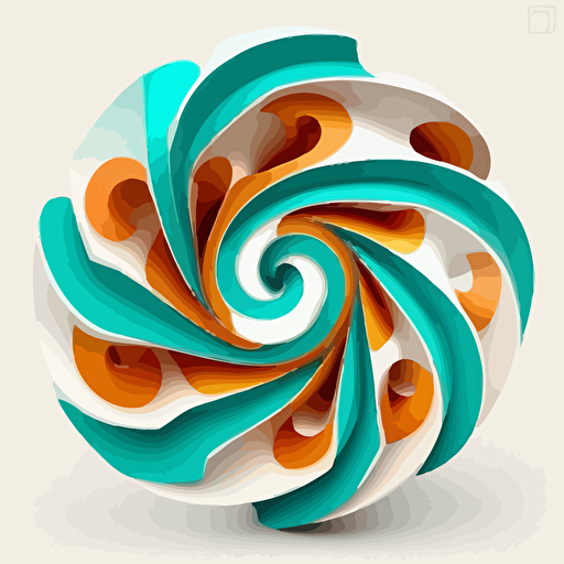 helical molecule, large single swirl of orange and turquoise, white background, minimalism, two-dimensional, vector icon