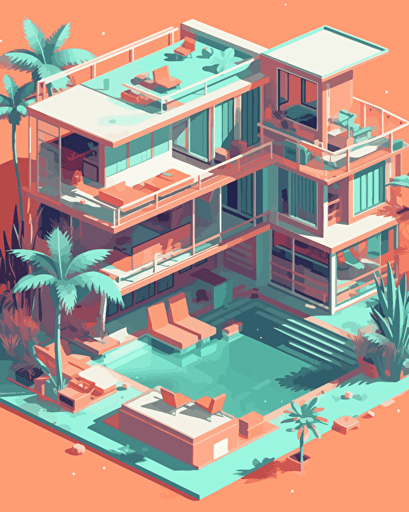 Generate a digital art piece in Unreal Engine, encapsulating a 'vacation vibes' motif. This should draw upon retro aesthetics and include classic patterns. Your design should be a vector image, suitable for a sticker design. Use the following Pantone colors to drive the color scheme: 12-1706 TCX, 12-0824 TCX, 15-0146 TCX, 15-1164 TCX, 16-6340 TCX, 17-4247 TCX, 18-2043 TCX, 19-6026 TCX. The final piece should exude a warm, holiday-like ambiance.