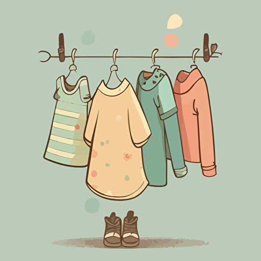 cute vector, clothes on hang, nice color