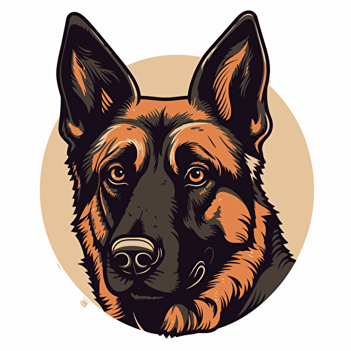 3 flat colors vector image of a German Shepard head