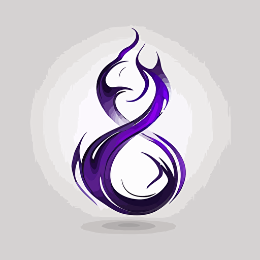 icon, logo, infinity symbol, small electric flame, abstract, white background, single color, purple, vector, no shadows