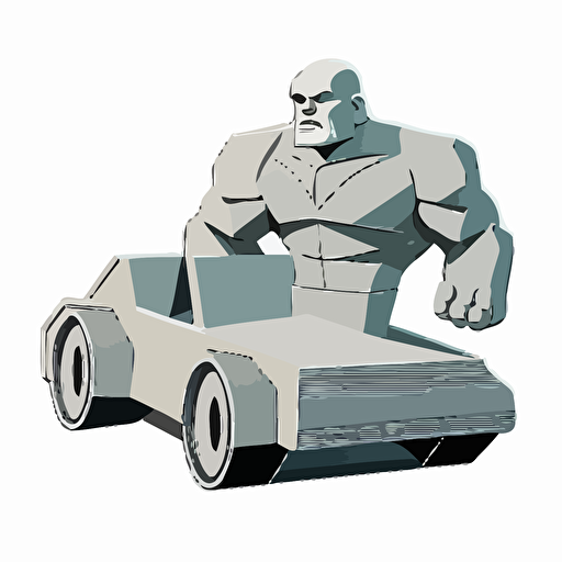 golem in a convertable , vector logo, vector art, emblem, simple cartoon, 2d, no text, white background