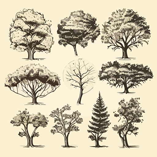 hand drawn vector trees