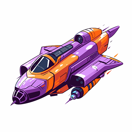 spaceship is ready to launch, 2D, vector, fedex purple and orange