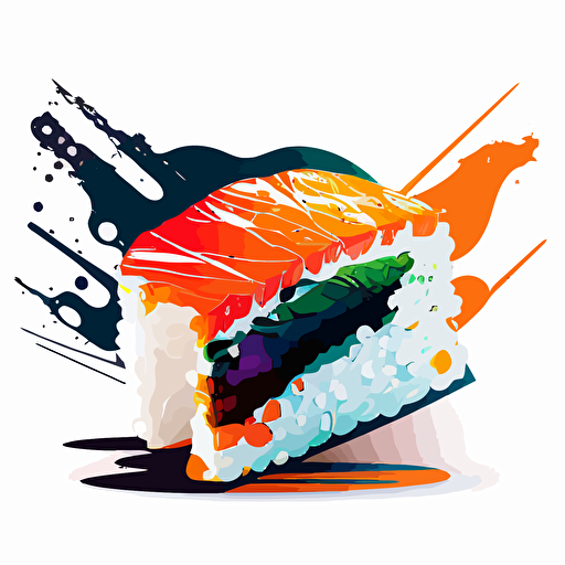 pop art single sushi, vector art, white background