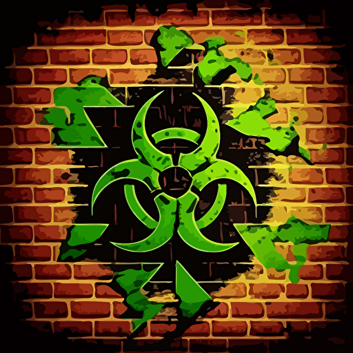 biohazard symbols spray painted on a brick wall, for a background, vector style