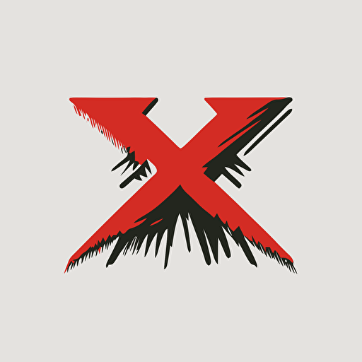flat vector logo of an X from 2 dragon tails, simple minimal