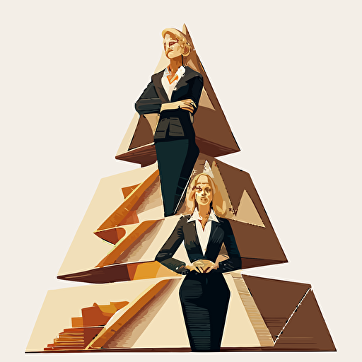 Englisch Businesswomen in business suit on piramide, highly detailed vector illustration