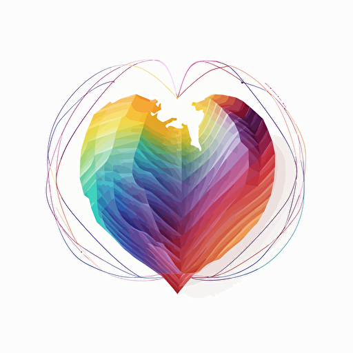 heart shaped earth logo, electro cardio gram line through the middle, on a white background, vector, colorful