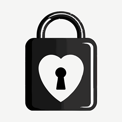 padlock vector icon, flat, black and white vector, white background