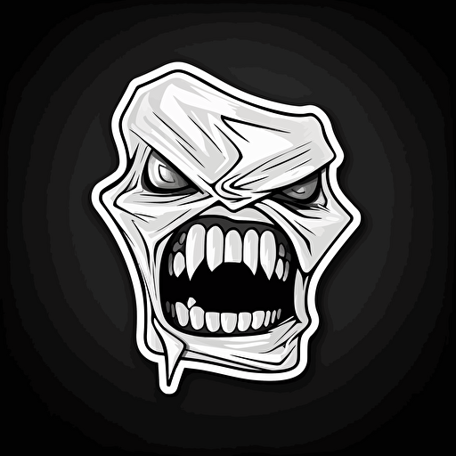 sticker, angry piece of gum, contour, vector, black background