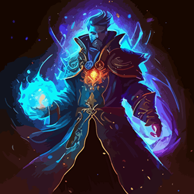 cosmic mage,league of legend style, closed, hand painted, vectorial, design avatar for a game