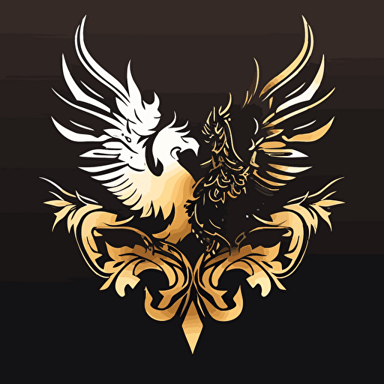 half Phoenix and half griffin emblem, military logo, Vector art, simple