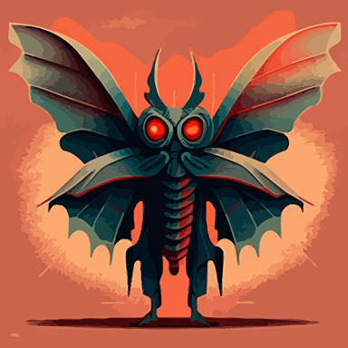 mothman criptid, mid century, 50s mid century, vector illustration