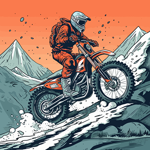 greeting card for a birthday, theme is related to burnout 3 takedown video games, mountain bike, skiing and motorsport, with a bit a switzerland and snow, modern style, cool, rider