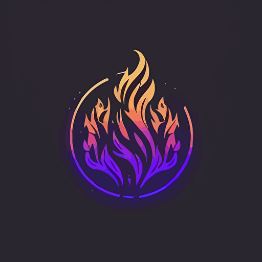 fire in a minimalist logo design, vector art, rounded, crypto, purple