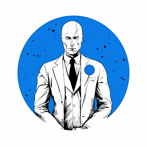 Watchmen Doctor Manhattan inspired illustration, minimal, outline strokes only, black and white, logo, vector, minimallistic, white background