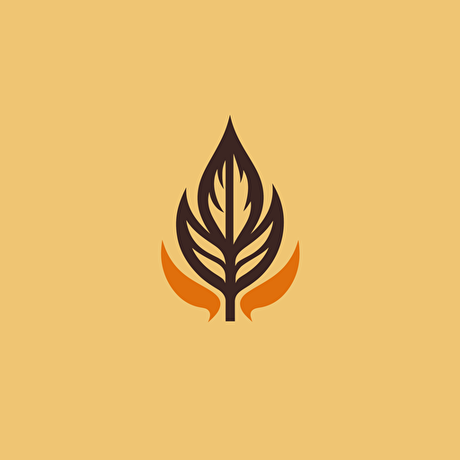 minimalist simple burning leaf, viking rune style, flat, vector