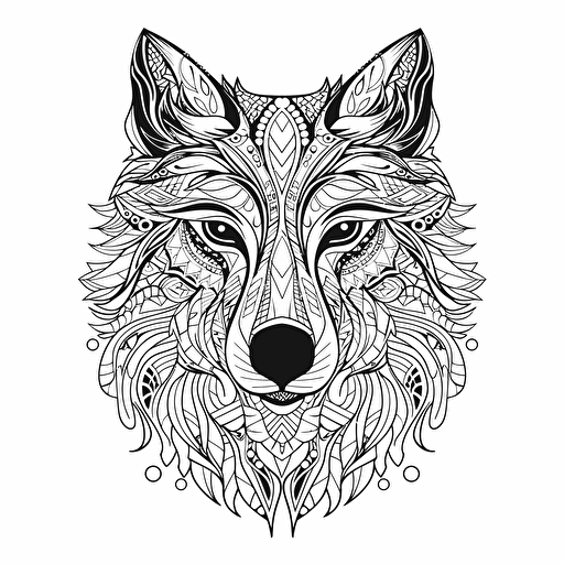 wolf, black and white design, vector isolated on white