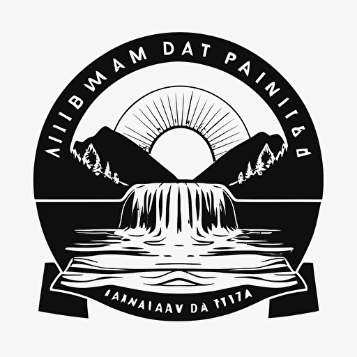 clean, minimalist, emblem for a water dam, black and white, vector logo