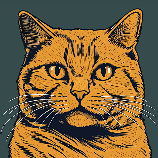 vector art style cat looking smug, in the style of Micheal Parks